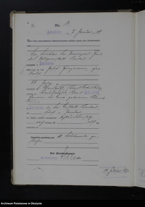 image.from.unit.number "Sterbe-Haupt-Register Tom I, Nr 1-381"