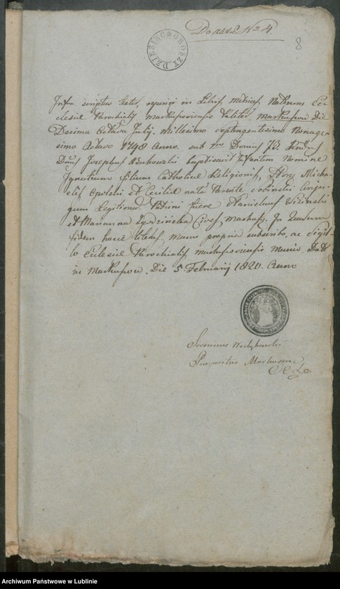 image.from.unit.number "Alegaty do ksiąg urodzeń, zapowiedzi, małżeństw i zgonów z lat 1820 - 1821"