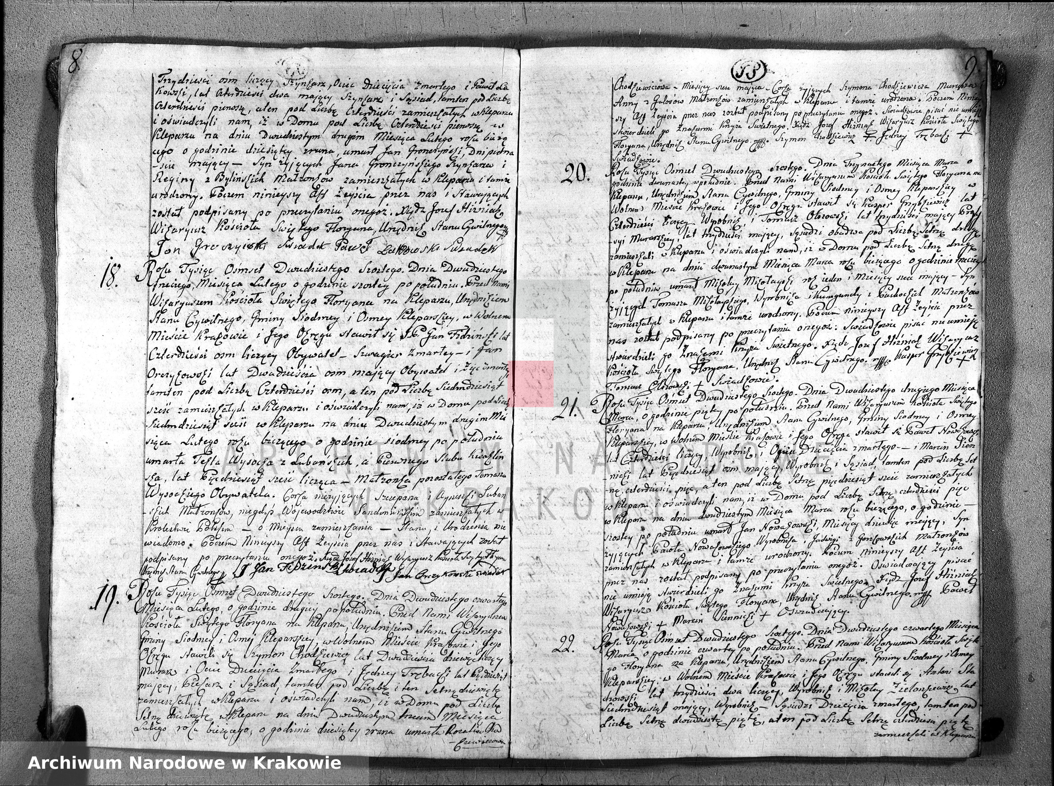 Skan z jednostki: Księga Aktów Zeyścia Parafii Sgo Floryana na Rok 1826ty