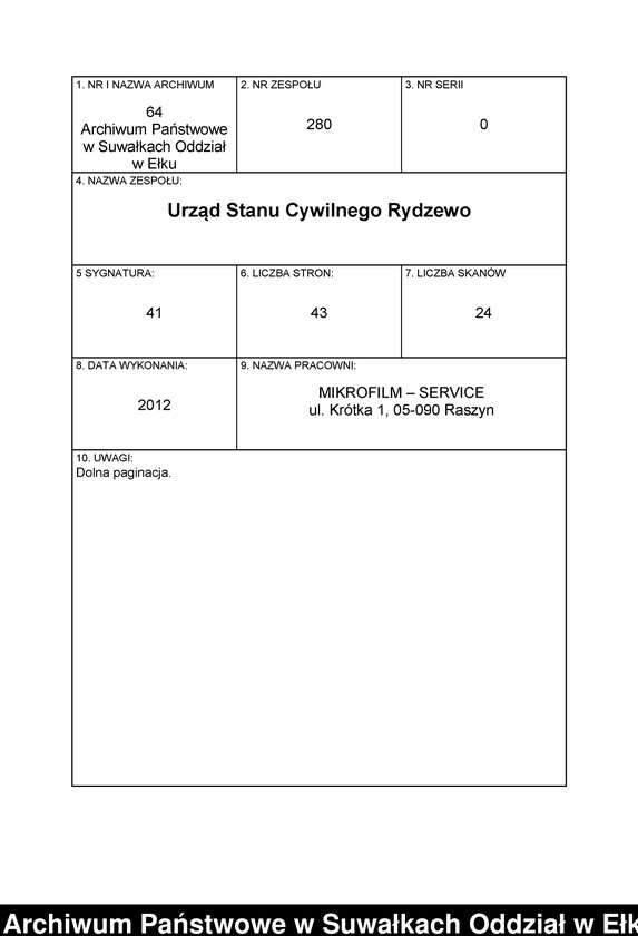 image.from.unit.number "Heiraths-Neben-Register des Preussischen Standes-Amtes Rydzewen Kreis Loetzen"