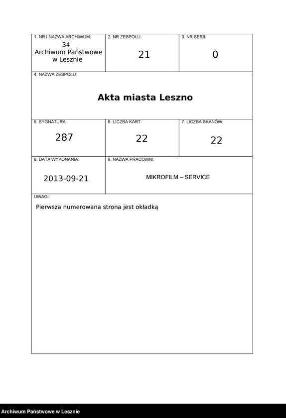 Obraz 1 z jednostki "[Produktentabelle von der Mediatstadt Lissa]"