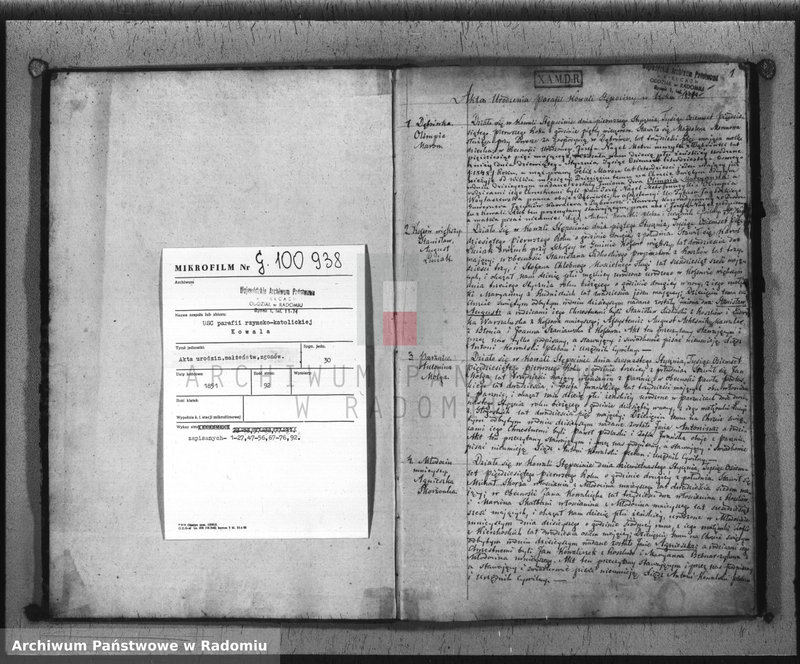 image.from.unit.number "Dupplikat Aktów Urzędnika Stanu Cywilnego Urodzenia, Małżeństw i Zeyścia parafii Kowali Stępociny w Roku 1851"