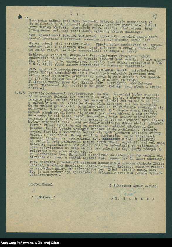 image.from.unit.number "Sektor organizacyjny i kadr: Działalność komitetów gminnych i gromadzkich w zakresie rolnictwa - oceny, analizy, sprawozdania i informacje Wydziału, komitetów powiatowych i pracowników KW "