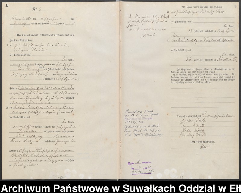 image.from.unit.number "Heiraths-Haupt-Register des Königlichen Preussischen Standes-Amtes Kumilsko Kreis Johannisburg"