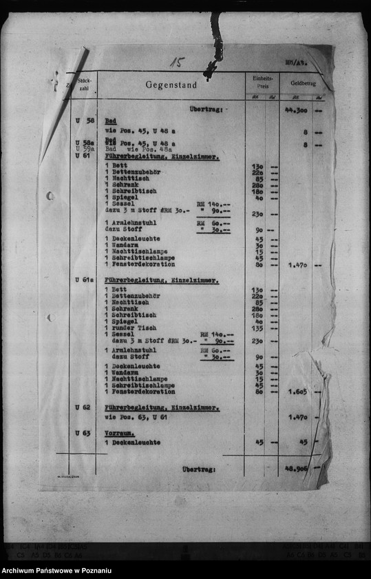 Obraz 19 z jednostki "Zamek w Poznaniu - Herstellungssumme der Innen- Ausstattung"