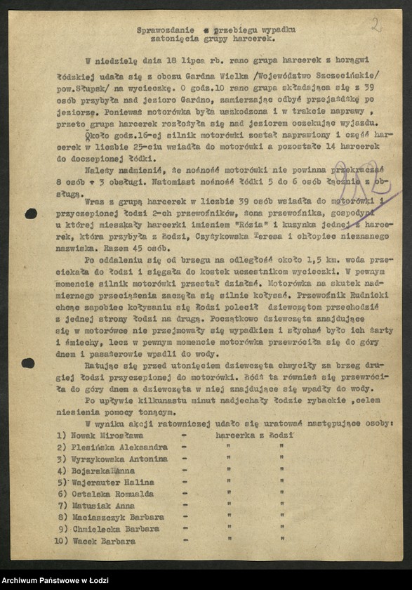 Obraz 3 z jednostki "Sprawozdanie z wypadku grupy harcerek łódzkich."