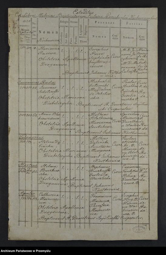 image.from.unit.number "[Odpisy ksiąg urodzeń, małżeństw, zgonów parafii rzymskokatolickiej Kochawina z lat 1823-1827]"