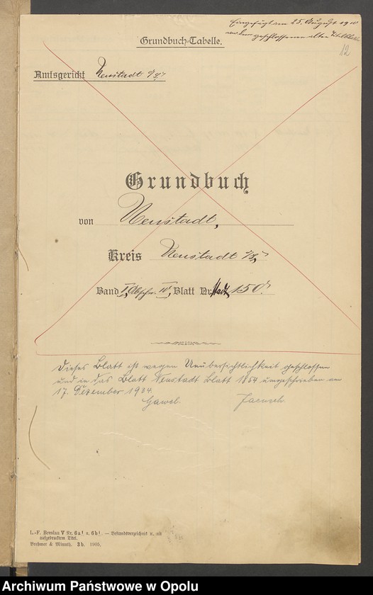 Obraz 15 z jednostki "Grund Akten für Blatt (150 stadt) Neustadt 1854 Eigenthümer: Pelzel Karolina"