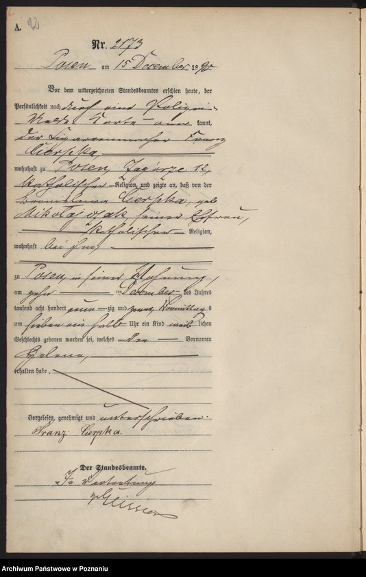 Obraz 15 z jednostki "Księga urodzeń t. VI"