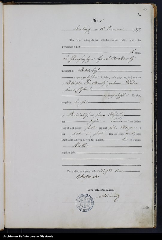 Obraz z jednostki "Geburts-Haupt-Register Nr 1 - 71"