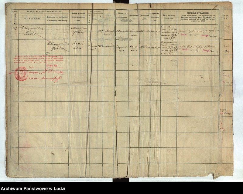 Obraz 14 z jednostki "[Księga ludności stałej m. Łodzi guberni piotrkowskiej - Dzielnicy Bałuty nr domu 49-58]"