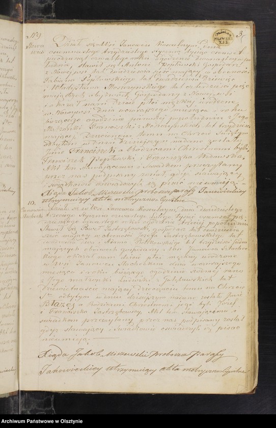 image.from.unit.number "Duplikat Parafii Janowieckiej w Powiecie Mławskim Gubernii Płockiej na rok 1854"