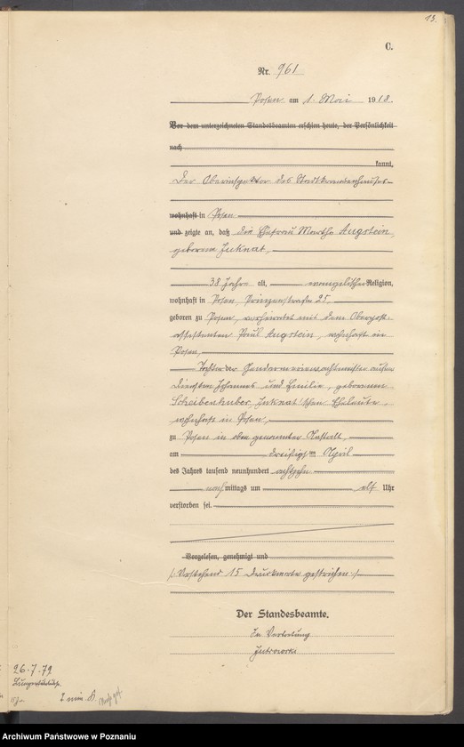 Obraz 15 z jednostki "Księga miejscowa zgonów tom III [Rejestr główny zgonów]"