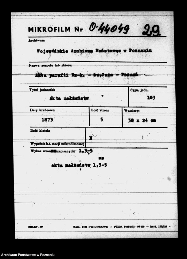 Obraz 1 z jednostki "Księga małżeństw"