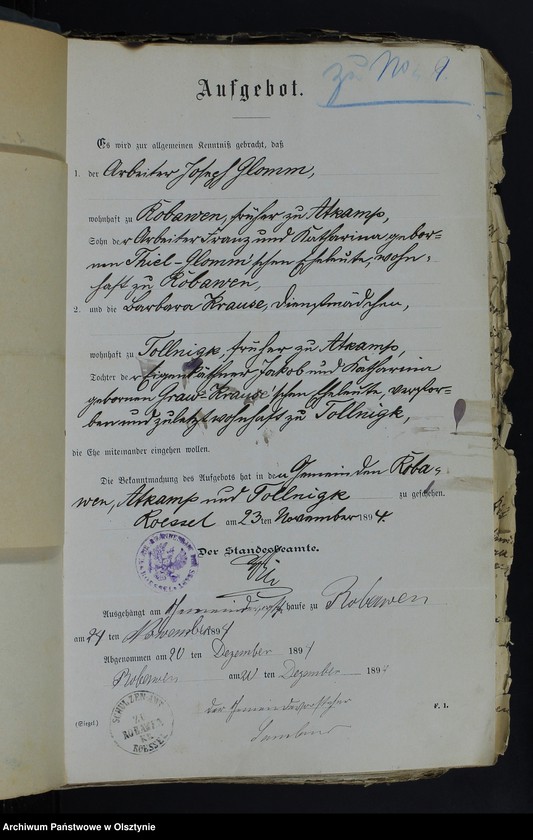 image.from.unit.number "Beläge zum Heiraths-Register"