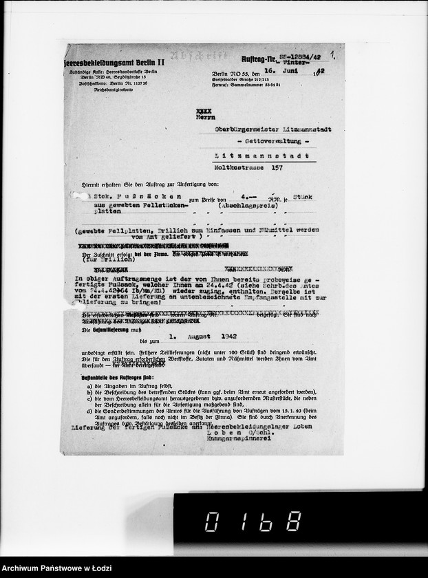 Obraz 5 z jednostki "5234 Kriegsauftrag SS-12884/42 Winter 1.158 St.Fusssäcke H.B.A.Berlin"