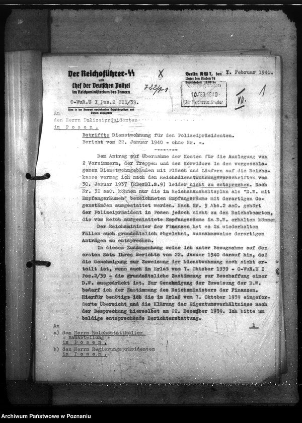 Obraz 6 z jednostki "Dienstwohnug für den Polizeipräsidenten. Entlausungsanstalten. Ausbau der Befehlstellen der Polizei"