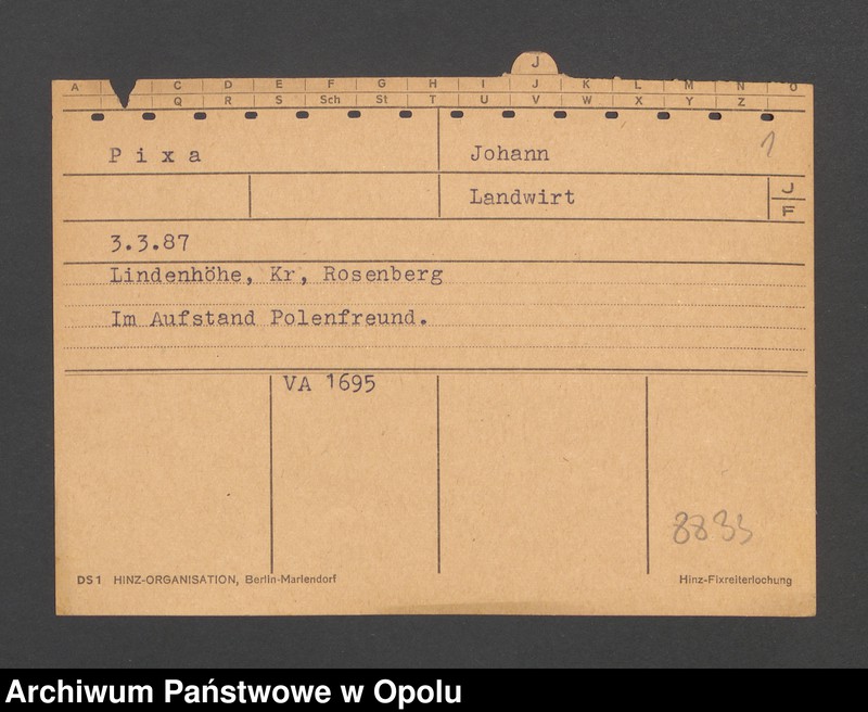 Obraz 3 z jednostki "[Pixa Johann, ur. 03.03.1887, zam. Lindenhöhe]"