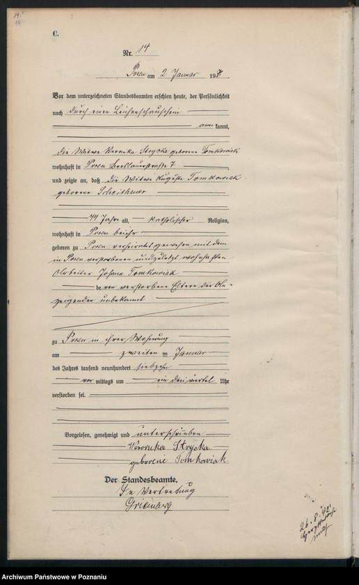 Obraz 16 z jednostki "Księga miejscowa zgonów tom I [Rejestr główny zgonów]"