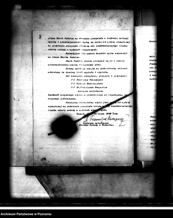 Obraz 12 z jednostki "Majątek Rożnowo powiatu obornickiego nabycie nieruchomości w trybie w trybie art. 8 ustawy o wykonaniu reformy rolnej"