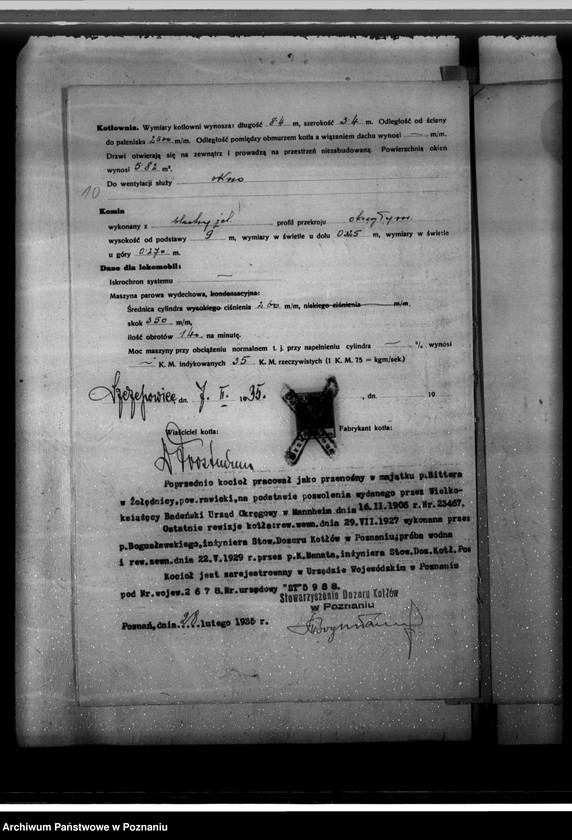 image.from.unit.number "Krochmalnia w Bronikowie pow. kościański W. Forstmann nr woj. kotła 2678"