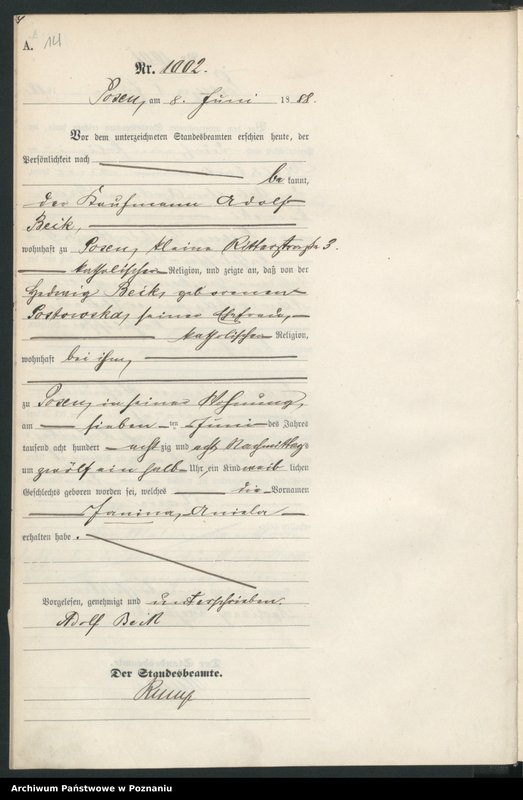 Obraz 17 z jednostki "Księga urodzeń t. III"