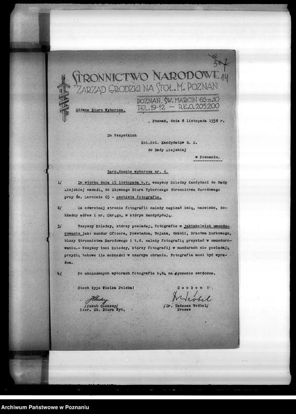 image.from.unit.number "Zarządzenia wyborcze Stronnictwa Narodowego i korespondencja"