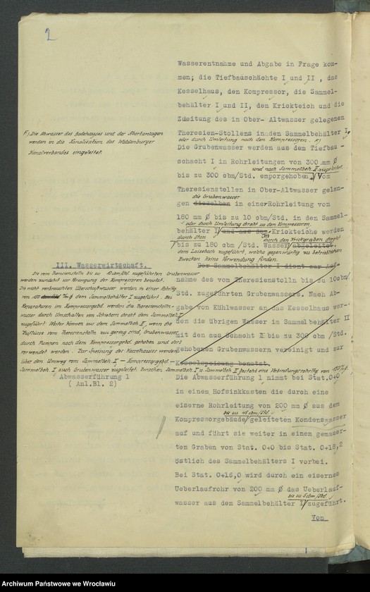 image.from.unit.number "Antrag auf Sicherstellung hilfsw. Verleihung u. Wasserrechten und deren Eintragung in das Wasserbuch für das Steinkohlenbergwerk Cons. Seegen-Gottes-Grube zu Altwasser Kr. Waldenburg i. Schl. Tiefbau-Schacht-Anlage I+II"