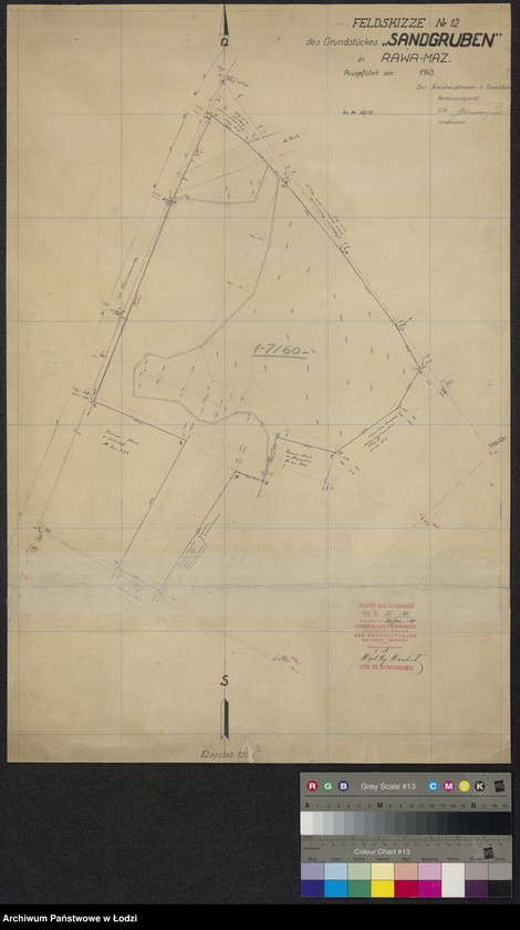 Obraz 1 z jednostki "Feldskizze Nr. 12 der Grundstückes "Sandgruben" in Rawa-Mazowiecka"