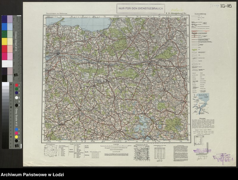 Obraz 1 z jednostki "Übersichtskarte von Mitteleuropa R 55 Königsberg"