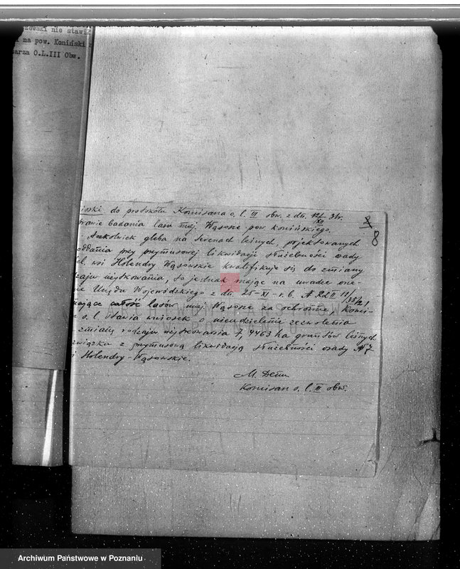 Obraz 13 z jednostki "Sprawa przymusowej likwidacji służebności osady nr 7 Holendry Wąsowskie w lasach majątku Wąsosze /powiat koniński/ oraz nieprawnego wyrębu"