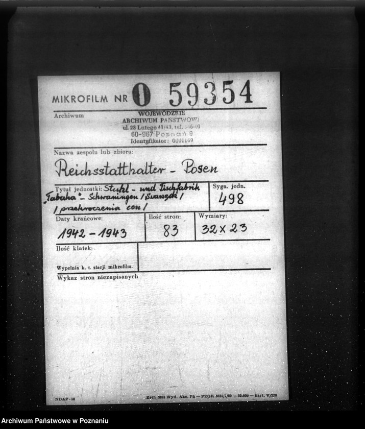 Obraz 2 z jednostki "Stuhl- und Tischfabrik "Tabaka" - Schwaningen (Swarzędz), przekroczenia cen"