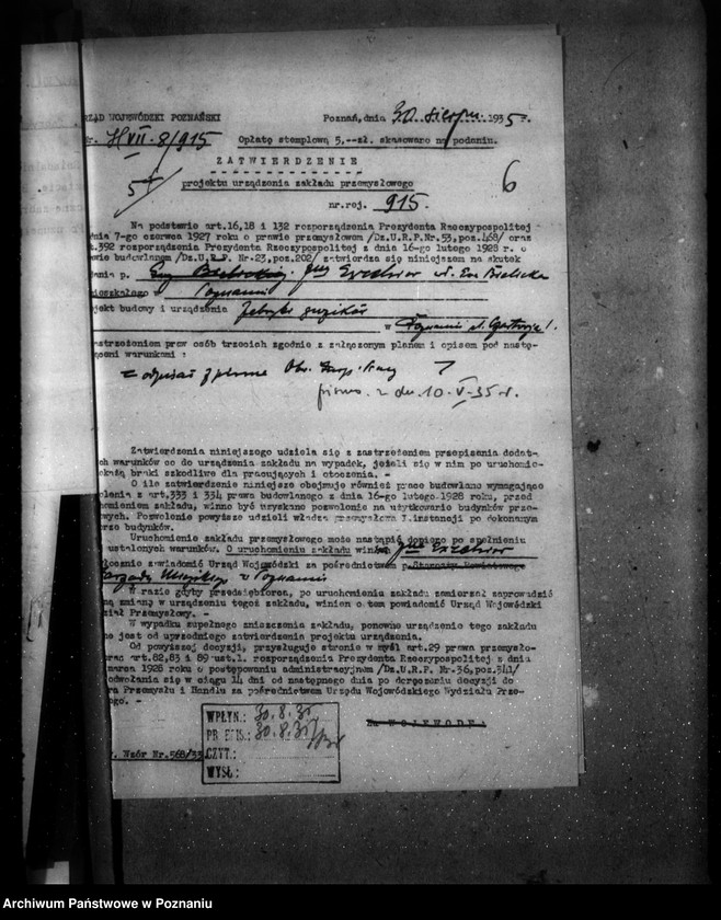 Obraz 10 z jednostki "Zatwierdzenie zakładu przemysłowego fabryki guzików Firmy "Excelsior" Ewy Bielickiej w Poznaniu"