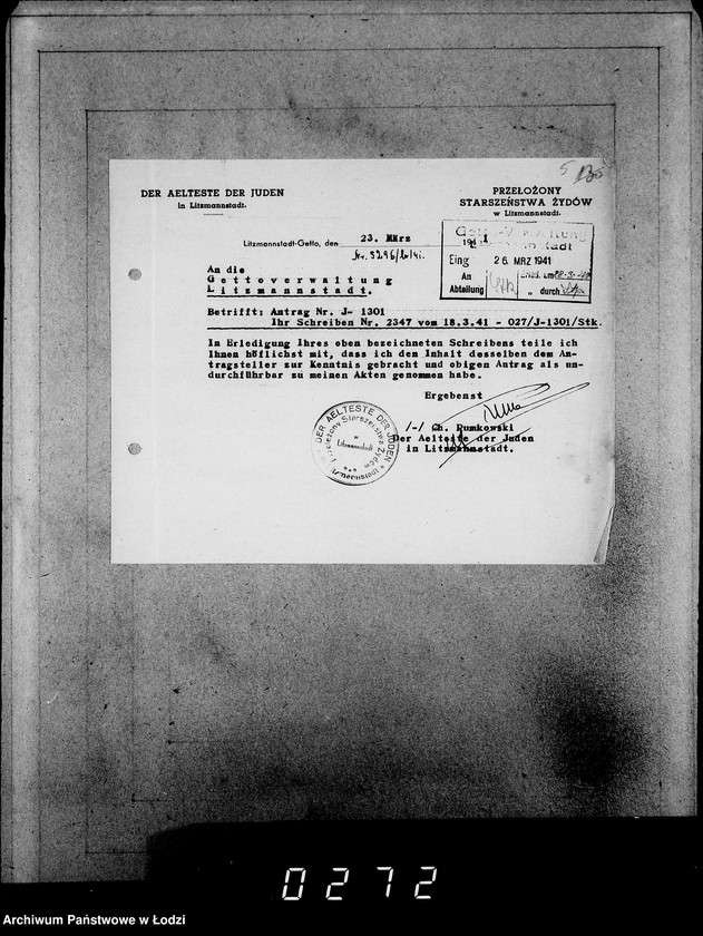 Obraz 9 z jednostki "J[uden] 1301-1320. [Wnioski Żydów z Getta o zwrot należności za towary wzięte na kredyt]"