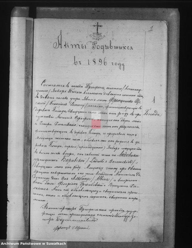 Obraz 5 z jednostki "Księga urodzeń, małżeństw, zejścia 1896 r. Przerośl"