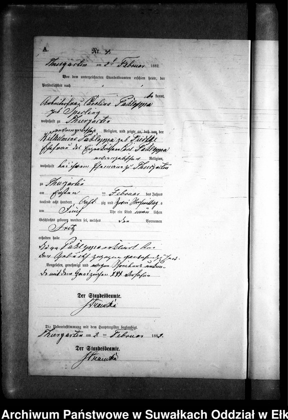 image.from.unit.number "Geburts-Neben-Register des Preussischen Standes-Amtes Prinowen Kreis Angerburg"