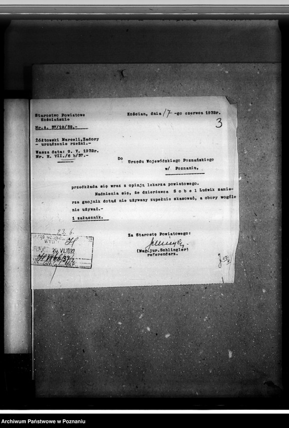 Obraz 7 z jednostki "Zatwierdzenie projektu zakładu przemysłowego nr 523 / rzeźni/ własność Marcelego Żółtowskiego w Zadorach /pow. kościański/"