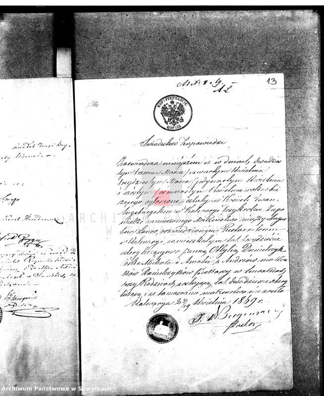 image.from.unit.number "[Dowody do Aktów Małżeństw zawartych w Parafii Ewang.-Augsb. w Suwałkach w roku 1869]"
