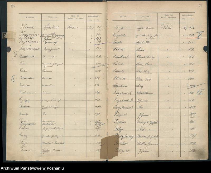 Obraz 16 z jednostki "Spis alfabetyczny urodzeń za 1907"