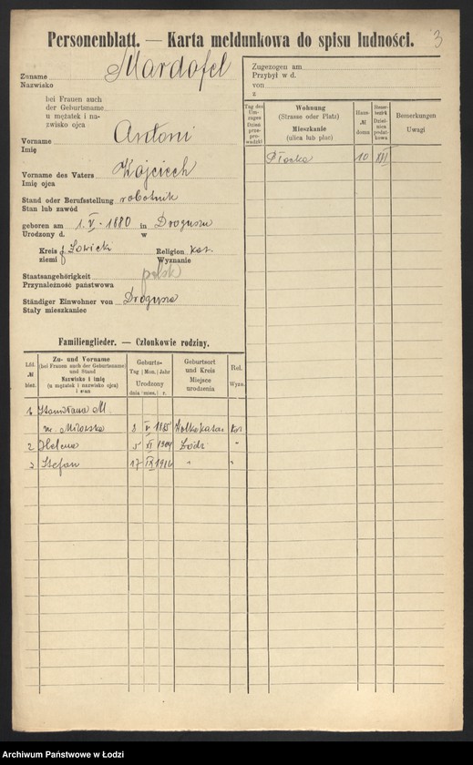 Obraz 5 z jednostki "[Spis ludności Łodzi] Mardofel - Markgraf"
