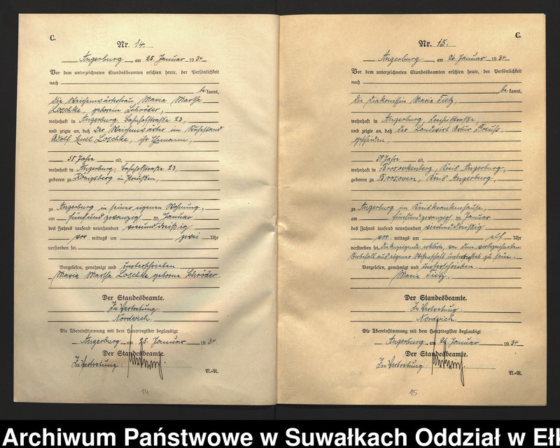 image.from.unit.number "C2. Sterbe - Register (Neben - Register) Standesamt Angerburg Ostpr. einschl. der Standesamtsbezirk Gross Strengeln, Kehlen und Prinowen"