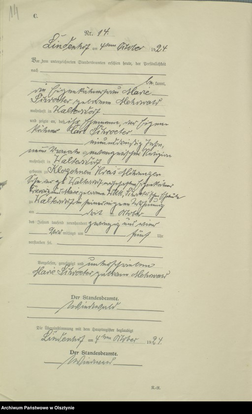 image.from.unit.number "Sterbe-Register / Neben-Register/ Nr 1 - 18"