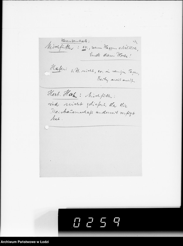 Obraz 8 z jednostki "Zuteilung von Futtermittel für die im Getto befindlichen Pferde."