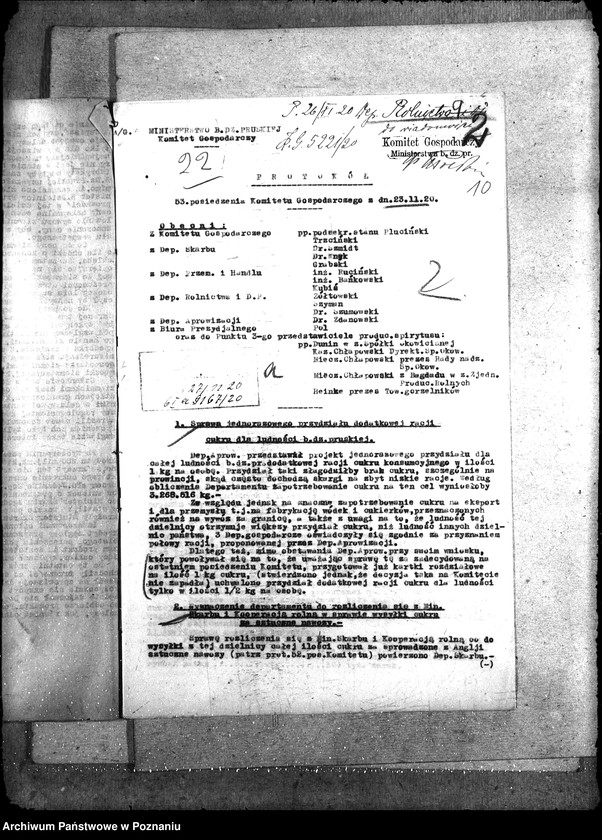 Obraz 14 z jednostki "Sprawy szczegółowo-administracyjne Komitet Gospodarczy protokoły i konferencje"
