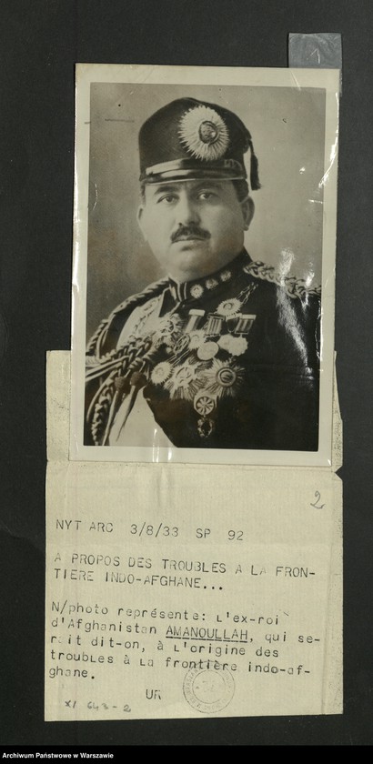 image.from.unit.number "Amanoullah /Amanullach Chan/ - król Afganistanu"