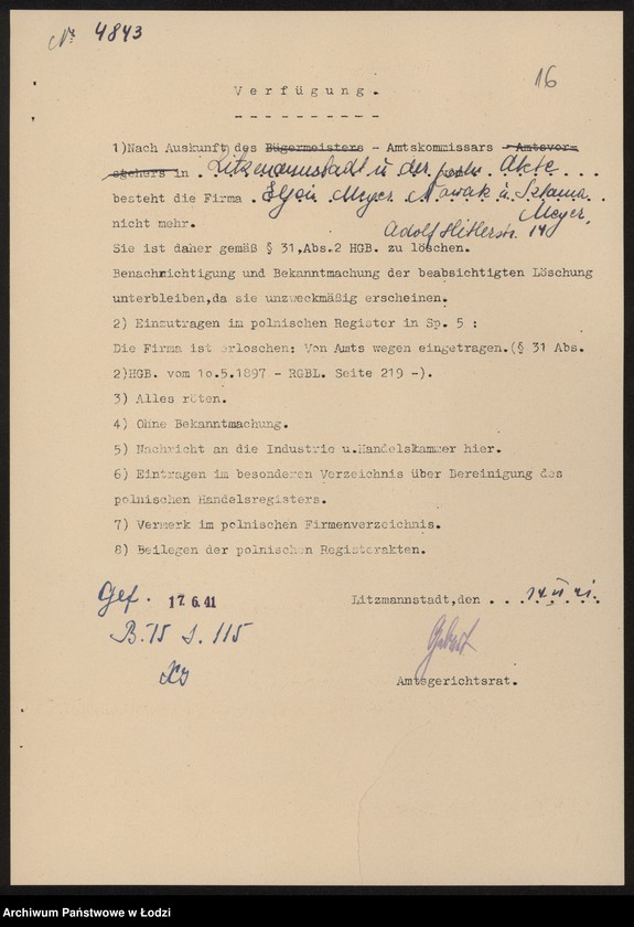 Obraz 18 z jednostki "Eljasz i Majer Nowak- wyrób i sprzedaż towarów włóknistych"