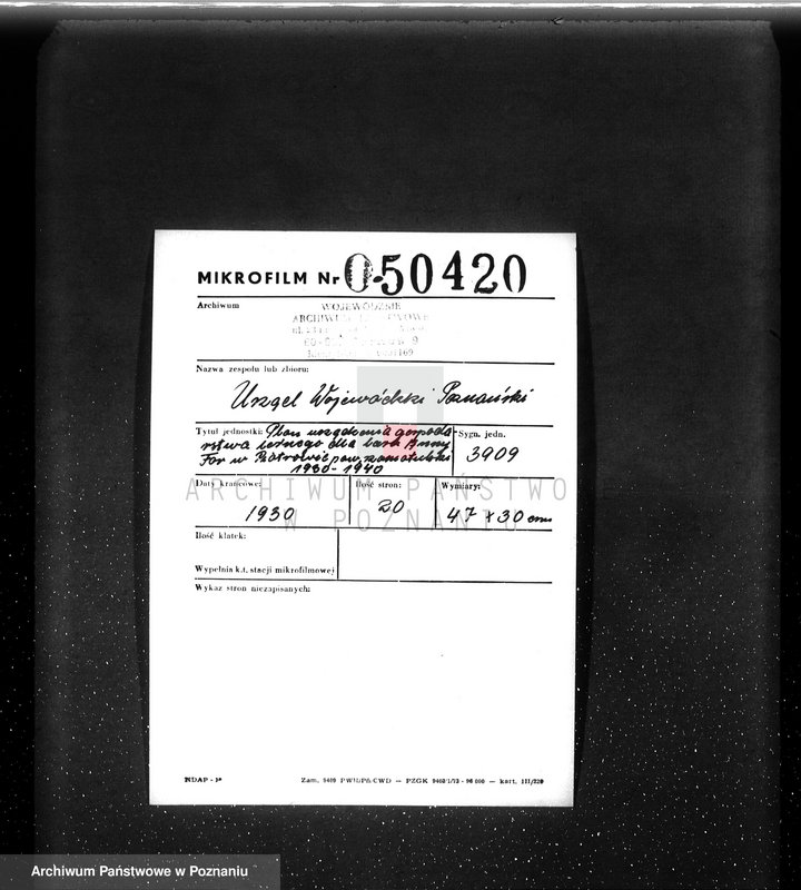 image.from.unit.number "Plan urządzenia gospodarstwa leśnego dla lasu Anny Far w Piotrowie powiat szamotulski 1930-1940"