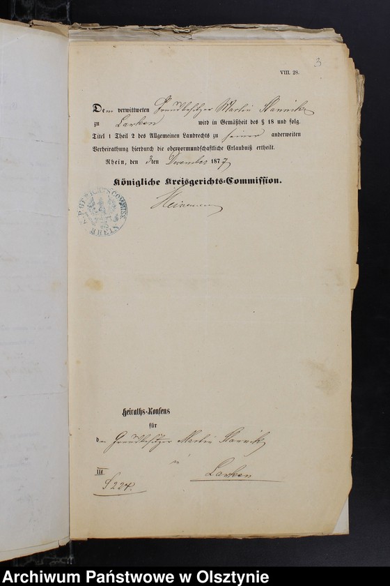 Obraz 5 z jednostki "Die zum Zwecke der Eheschlissung nothwendigen Schriftstück"