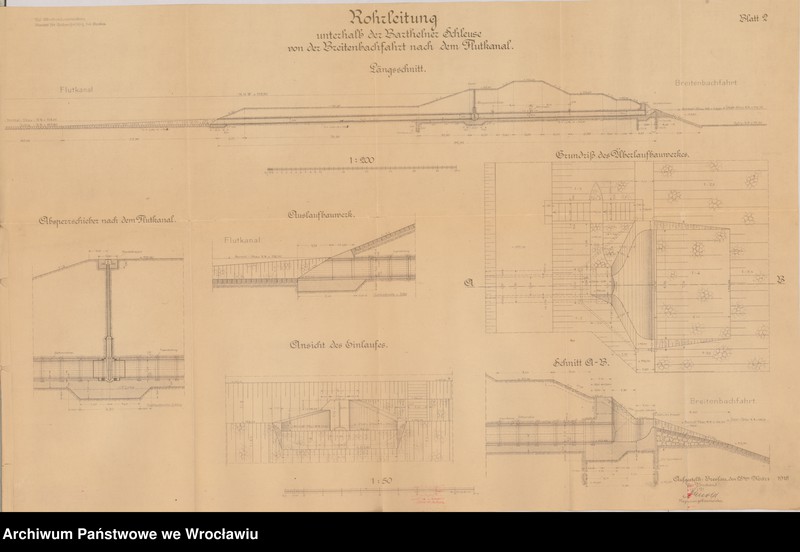 Obraz 3 z jednostki "Rohrkanal von derBreitenbachfahrt nach dem Flutkanal unterhalb der Barthelner Schleuse"