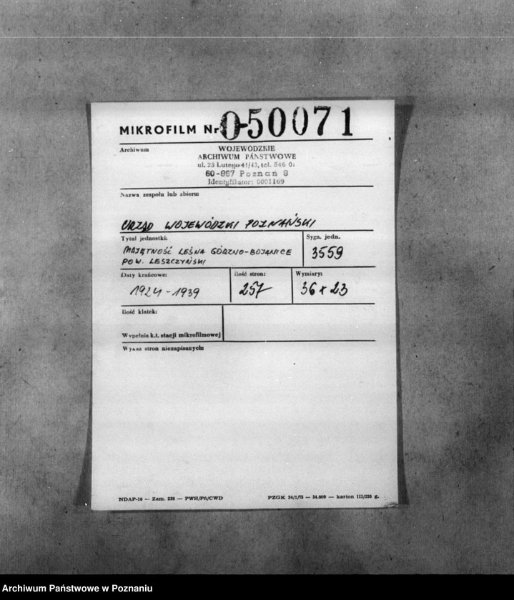 Obraz 2 z jednostki "Majętność leśna Górzno-Bojanice powiat leszczyński"